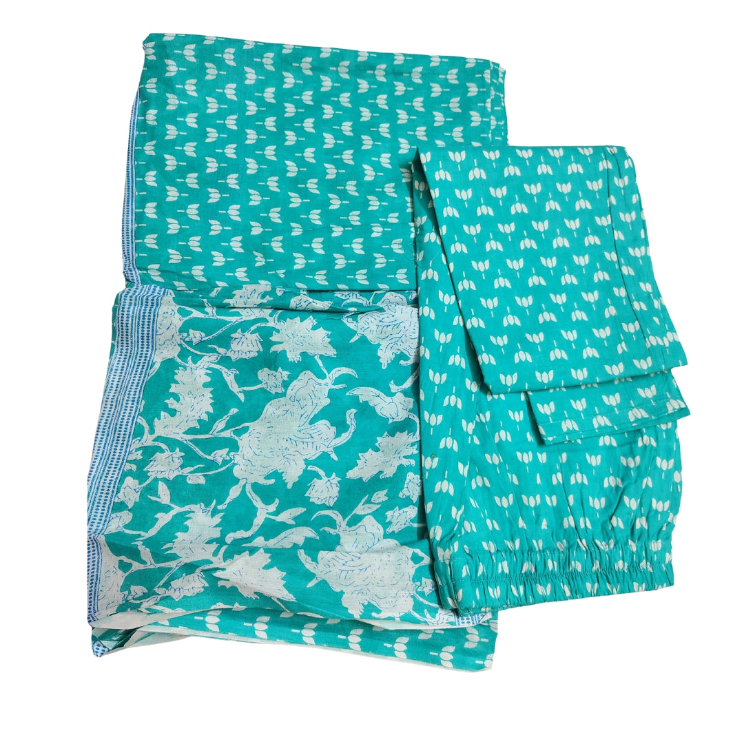 🟢Sitara Gul – Floral Sea Green Kurta Set | Women 3-Piece 🟢
