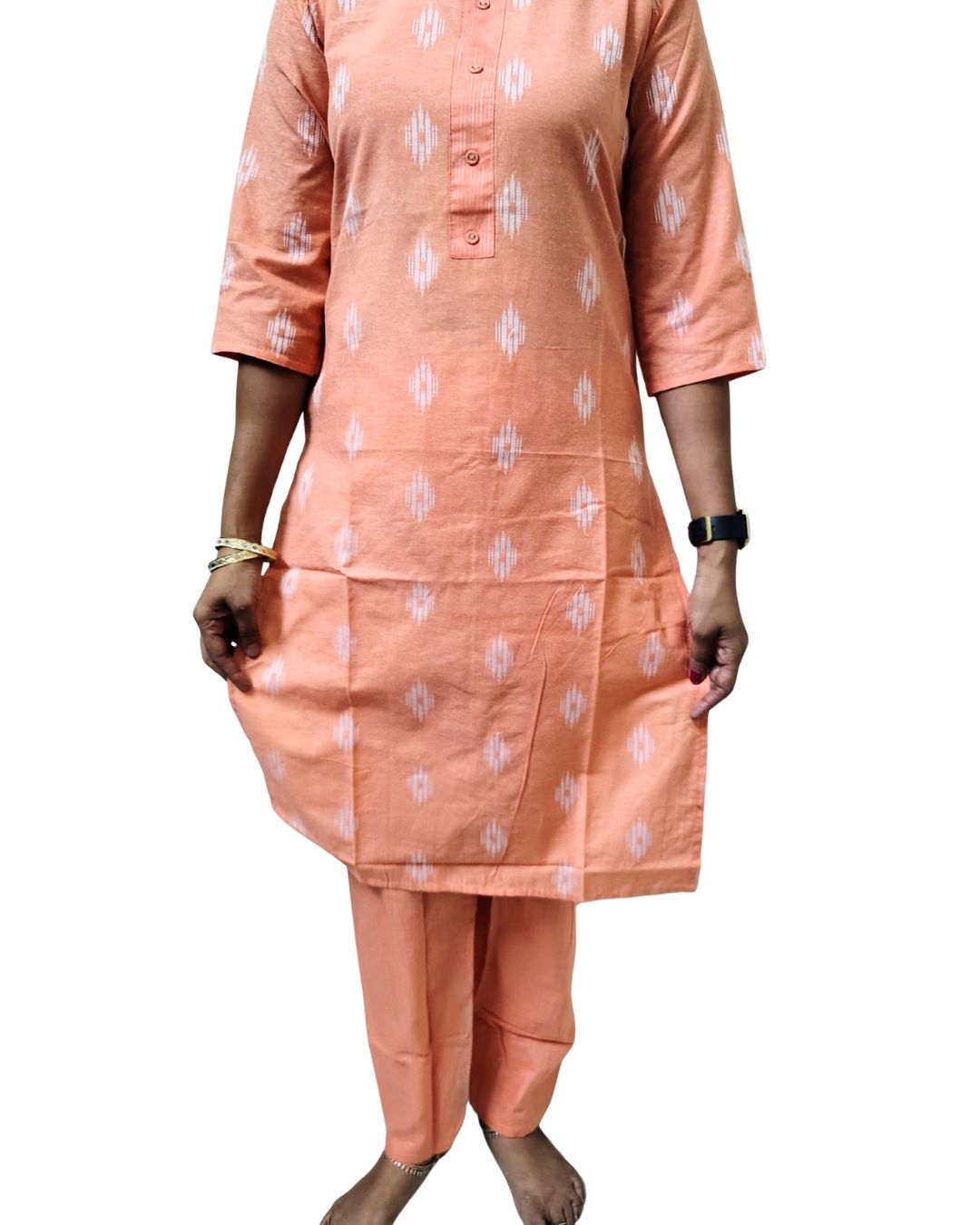 💚Peach Petals Everyday Kurta Set | Women 2-Piece🍑