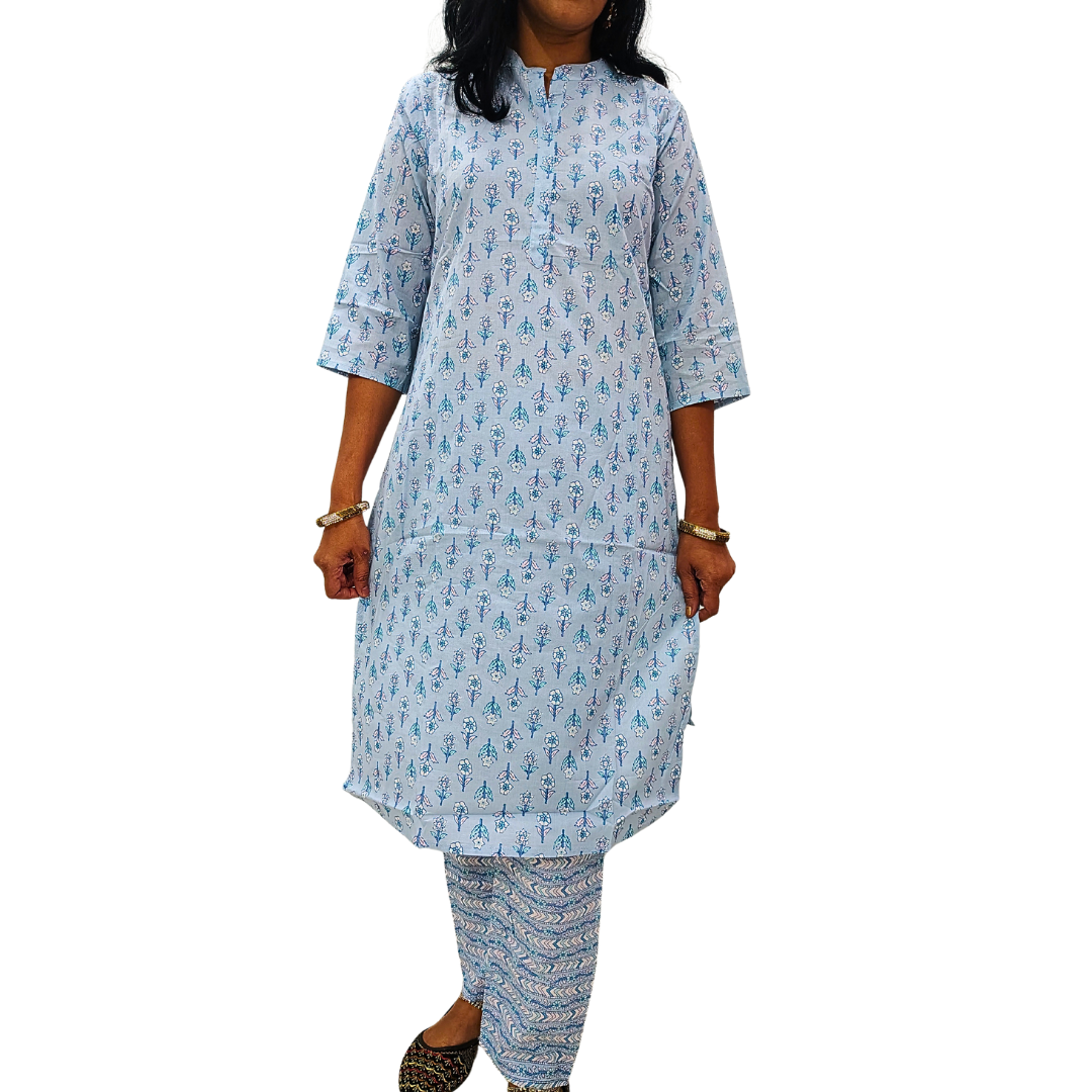 🔹Aasmani Breeze Kurta Set | Women 3-Piece🔹