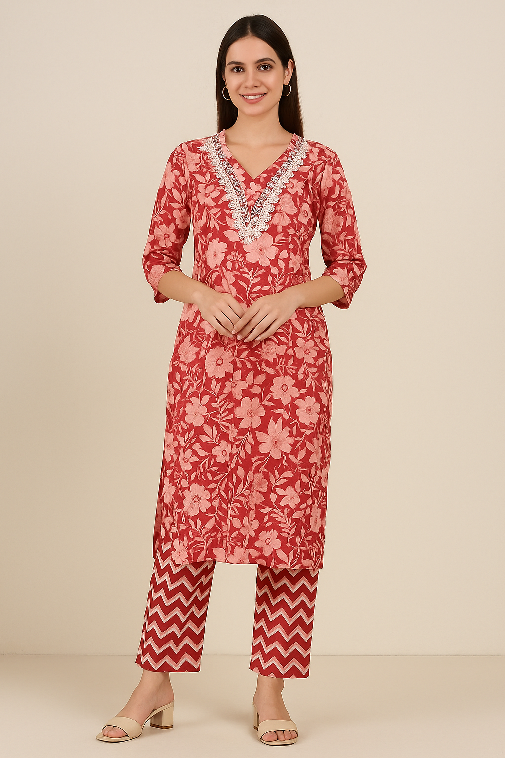 🧡Rust Blossom Kurta Set | 3-Piece Women Kurta Set🧡