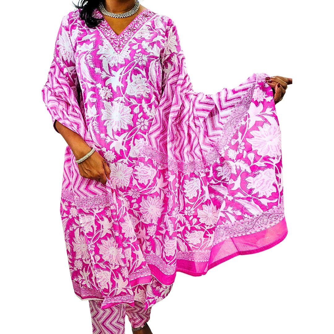🌸Gulbahar Blossom Cotton Suit Set | Women 3-Piece🌸