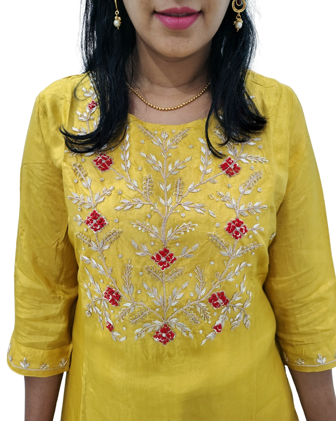 💛Saanjh Phool Embroidered Premium Kurta Set | Women 2-Piece💚