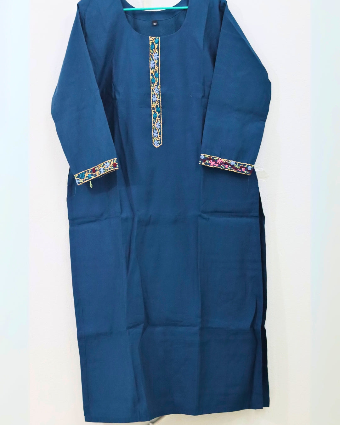 💙Noor-e-Teal Blue Cotton Festive Kurta Set with Organza Dupatta – Elegant Office & Party Wear💙