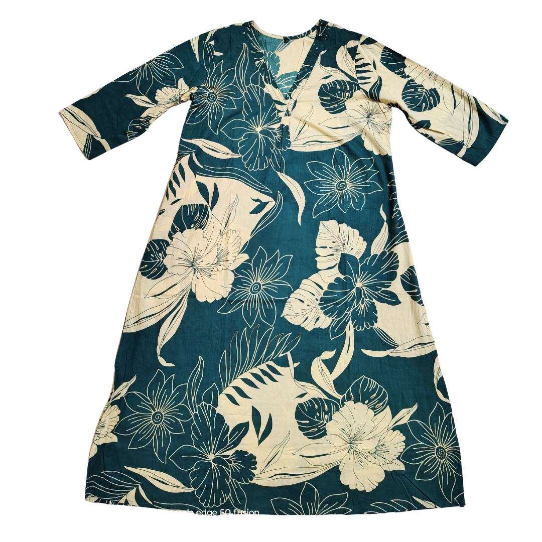 🍀Emerald Bloom A-line Kurta Set | Women 2-Piece🍀