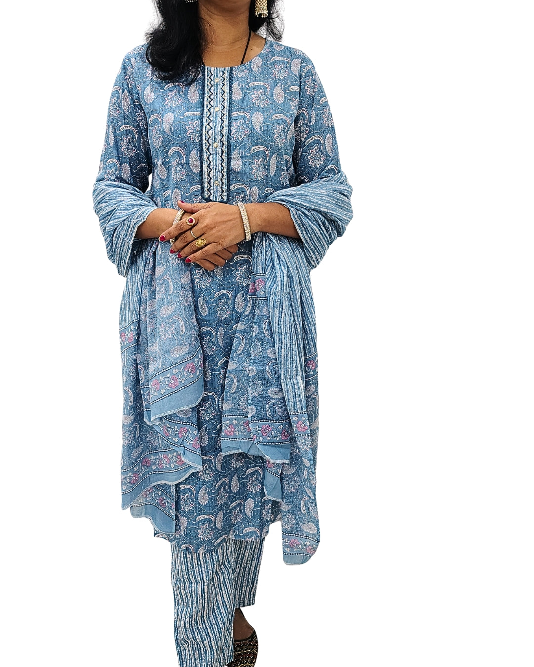 💙Blue Dream - Floral Kurta Dupatta Set | Women 3-Piece💙
