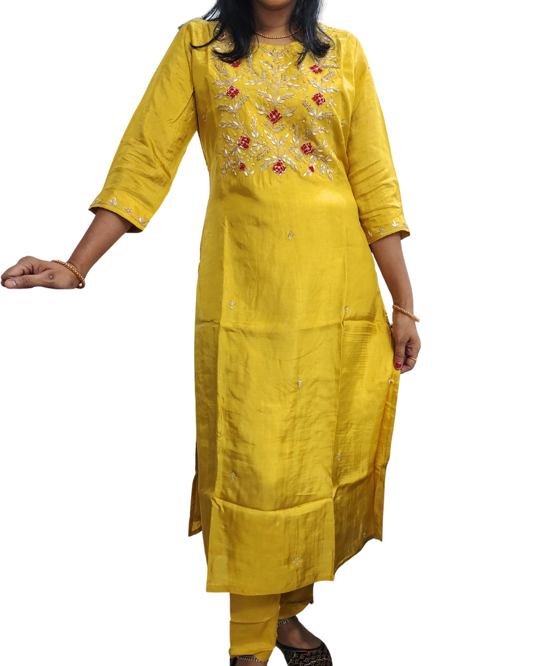 💛Saanjh Phool Embroidered Premium Kurta Set | Women 2-Piece💚