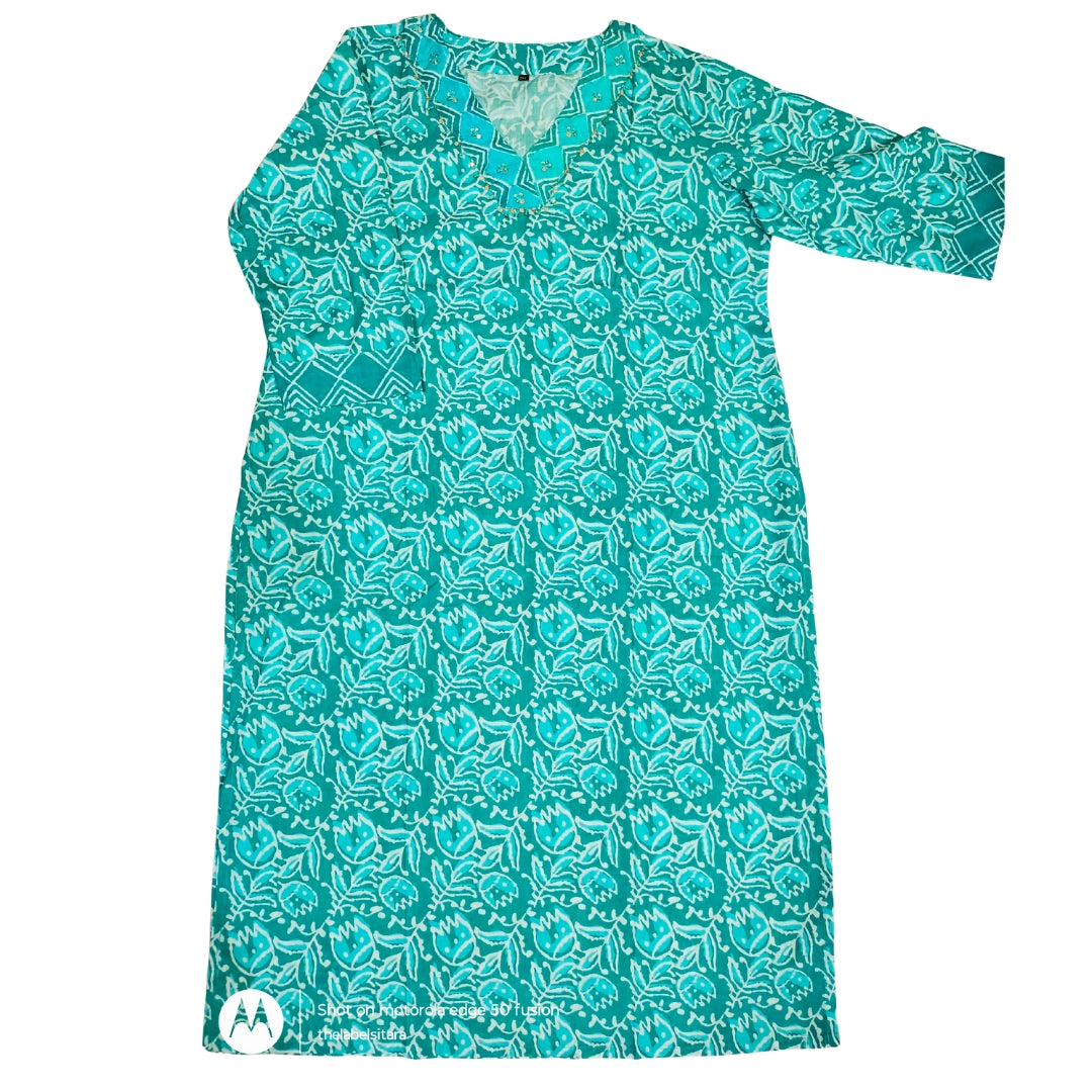 🌊Ocean Breeze Elegance Kurta Set | Women 3-Piece✨