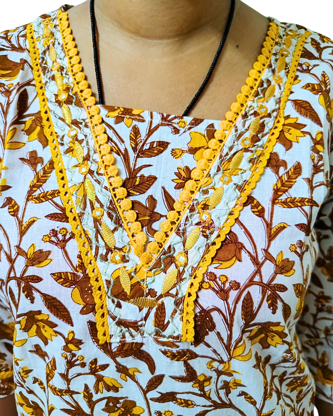 🤎Amber Bloom Floral Cotton Kurta Set | Women 3-Piece🩷