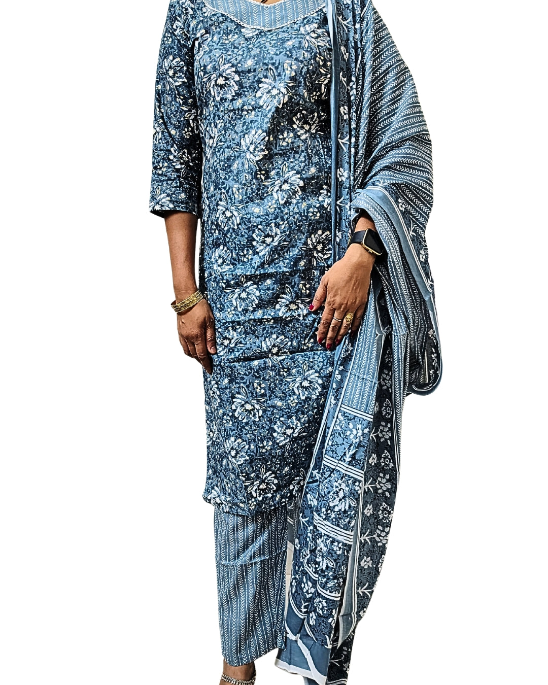 🩶Serene Celestial Sky Women Kurta Set | 3-Piece🩶