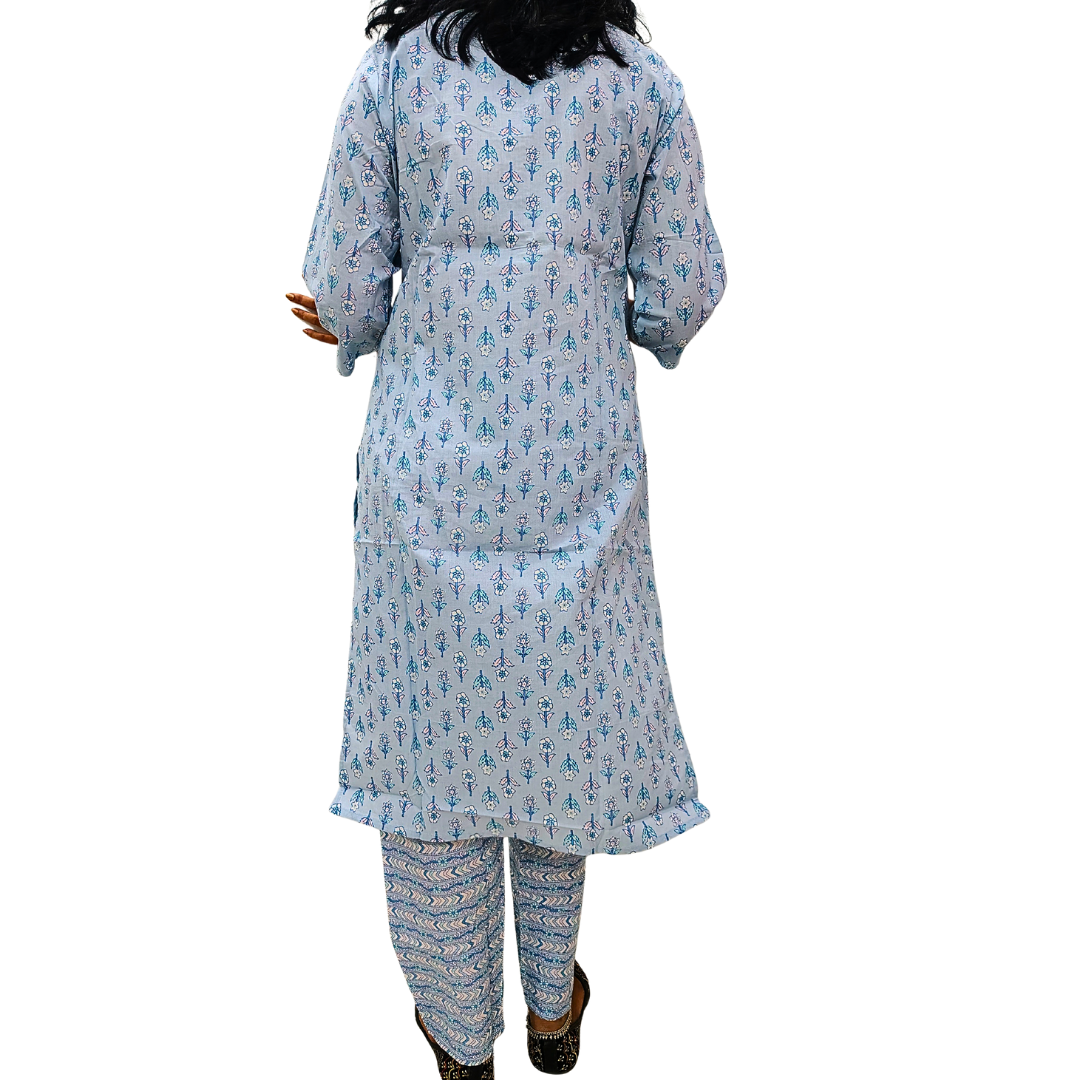 🔹Aasmani Breeze Kurta Set | Women 3-Piece🔹