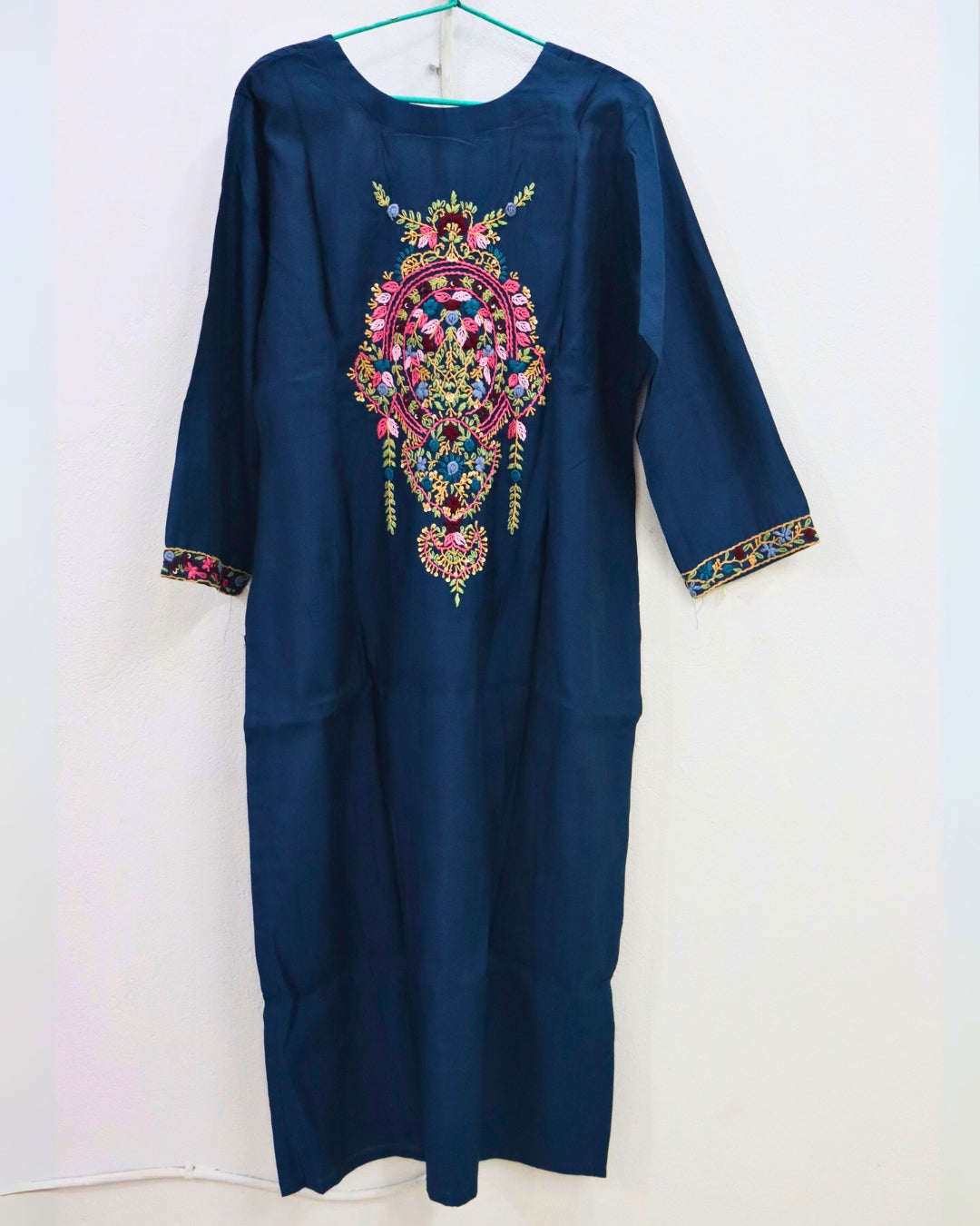 💙Noor-e-Teal Blue Cotton Festive Kurta Set with Organza Dupatta – Elegant Office & Party Wear💙