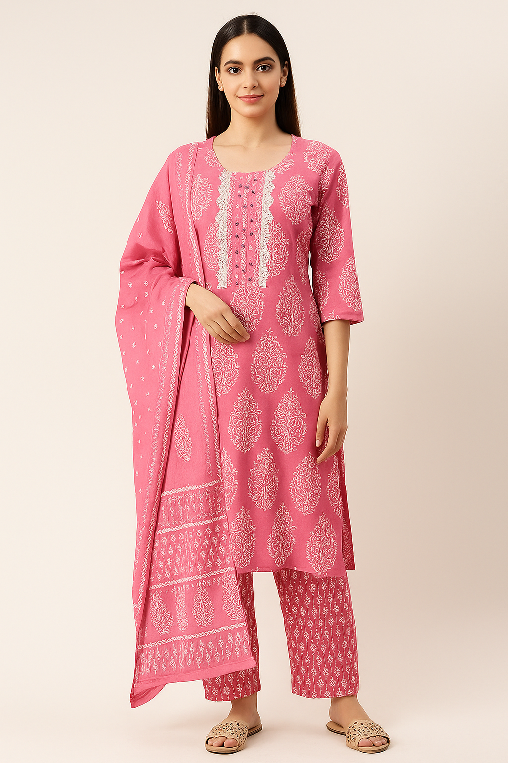 🌸Gulaabi Adaah Heavy Lace Suit | Women 3-Piece🌸