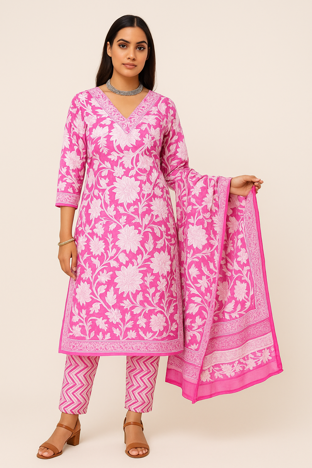 🌸Gulbahar Blossom Cotton Suit Set | Women 3-Piece🌸