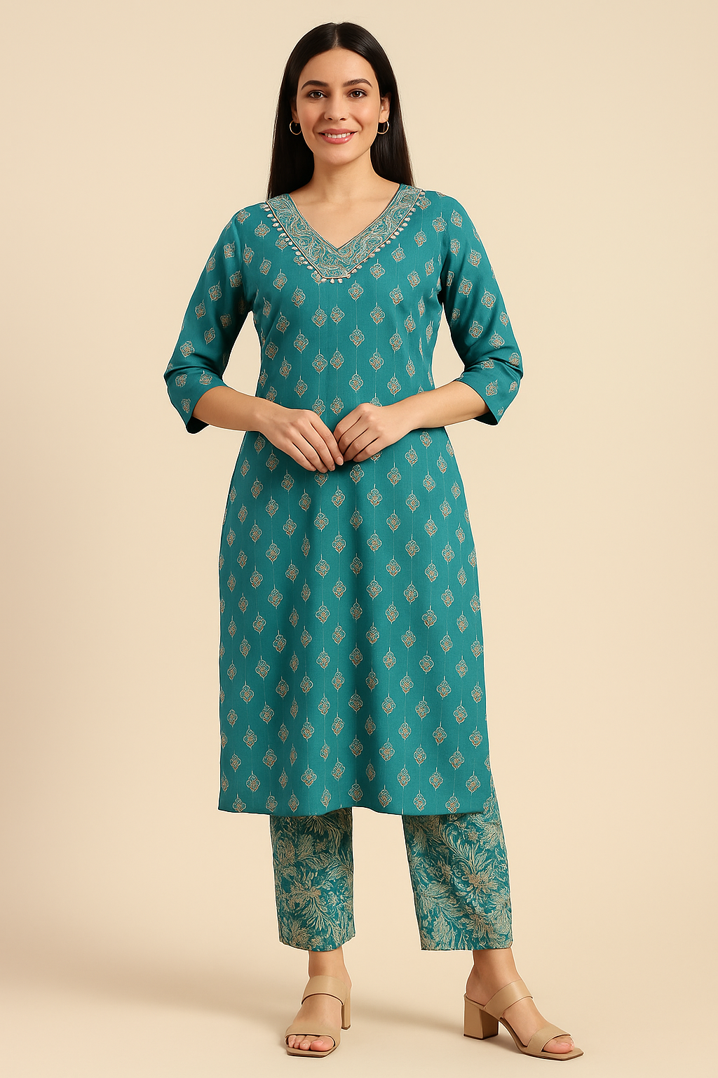 💚Meherbano Teal Kurta Set | Women 2-piece💚