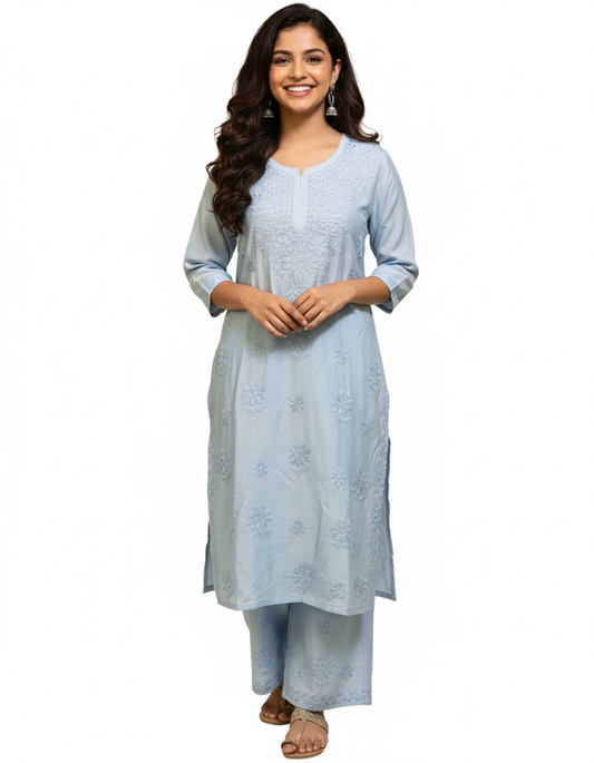 💙Blue Aura Chikankari Kurta Set💙