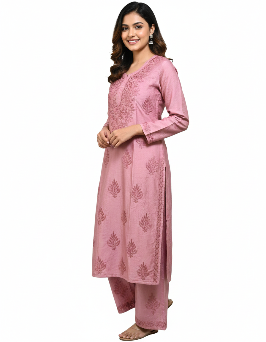 🌸Pink Aura Chikankari Kurta Set🌸