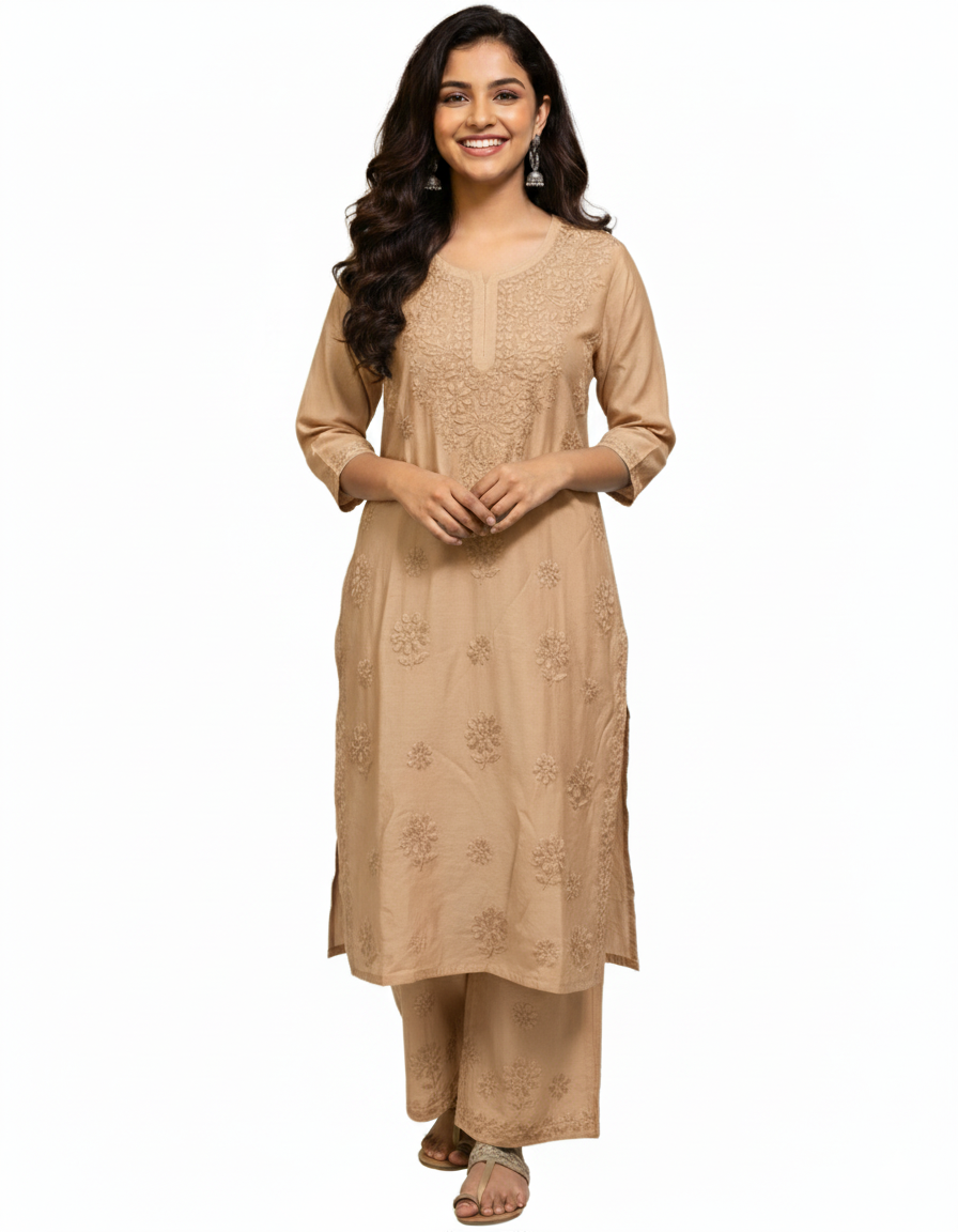 🤎Brown Aura Chikankari Kurta Set🤎