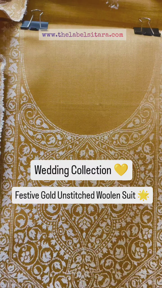 Gold Mustard Grace Woolen Unstitched Suit 🌟