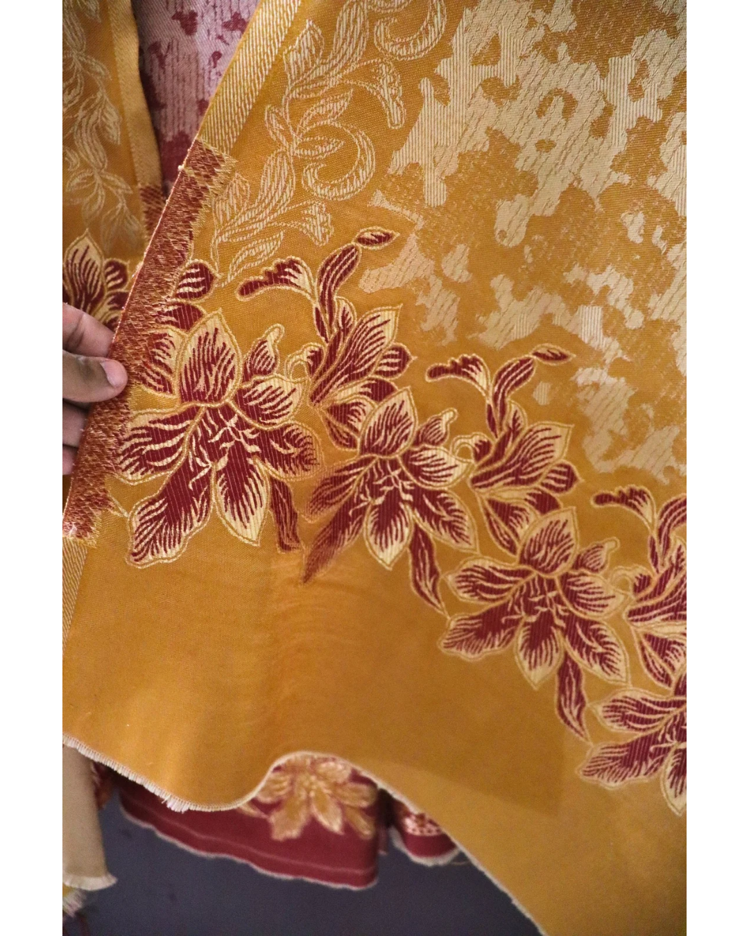 Golden Maroon Woolen Elegance (Suit Material)