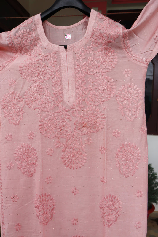 Noor-e-peach Chikankari Kurta 🌼