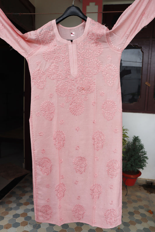 Noor-e-peach Chikankari Kurta 🌼