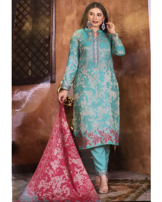 Golden Maroon Woolen Elegance (Suit Material)